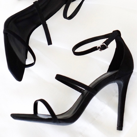 Black Suede Strappy High Heels - Picture 3 of 6